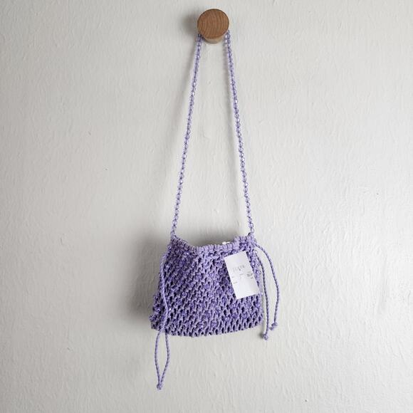 J.Crew Purple Knitted Crochet Pouch Drawstring Bag - Picture 2 of 12